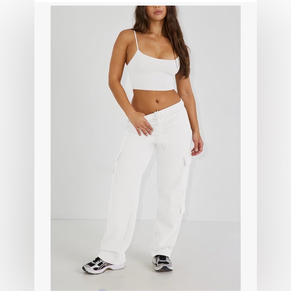 White cargo sweatpants